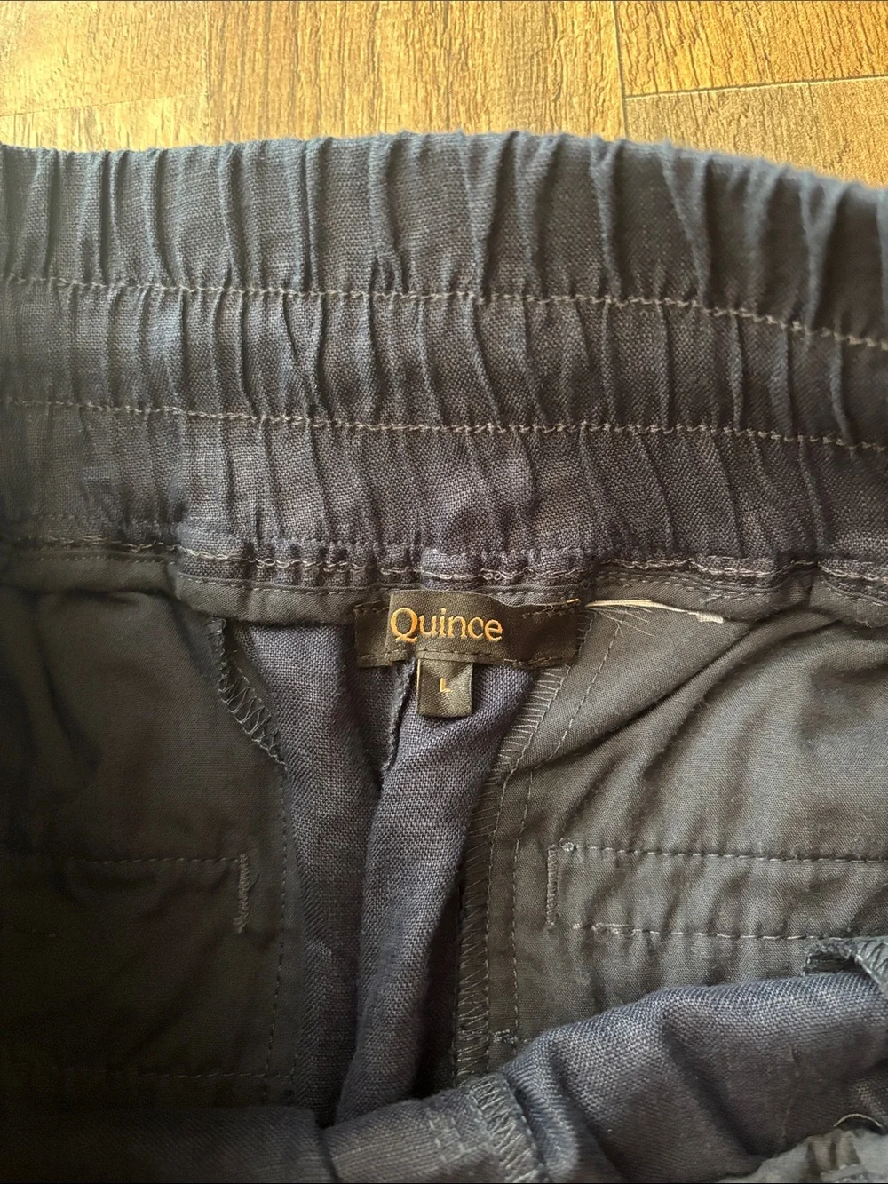 Quince Navy Blue Linen Summer Pants size large